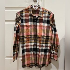 XS Madewell plaid flannel slightly oversized button down shirt